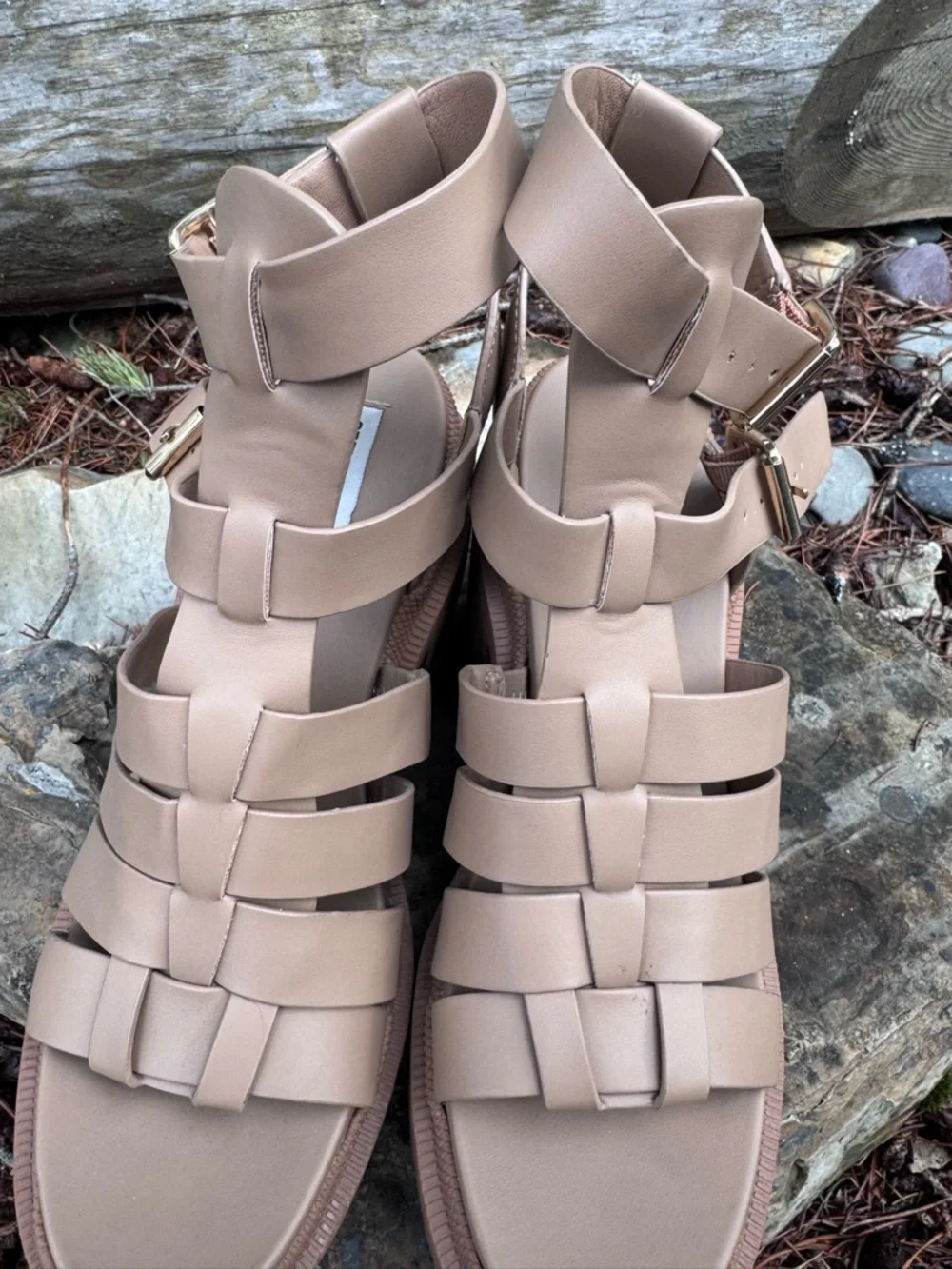 Steve Madden Tan Chunky Platform Strappy Sandals